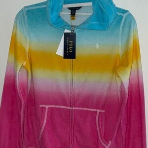 Polo Ralph Lauren  Girls Tie-Dye French Terry Cotton Zip Hoodie L (12-14) NWT